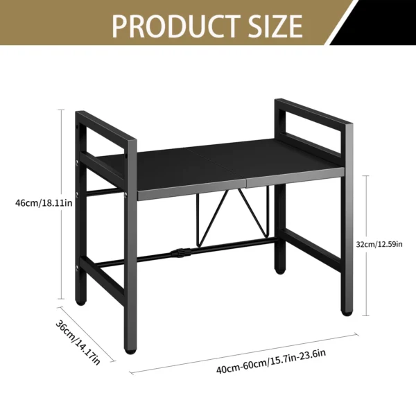 S1704e555b2e44e41947f8d87560a39946.webp 1pc Expandable 42-64cm Microwave Shelf Organizer, Moisture And Rust Proof Microwave Countertop Organizer,Tableware Storage