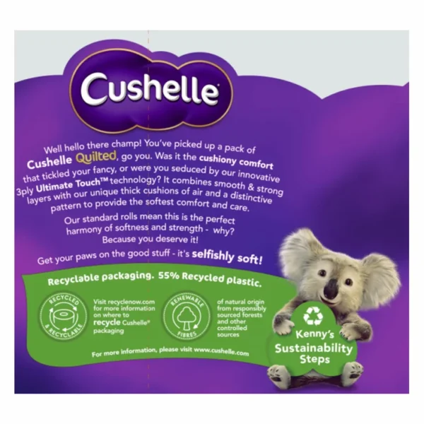 382135716118558 Cushelle Quilted 3-Ply Toilet Tissue, 24 Pack (157 Sheets)