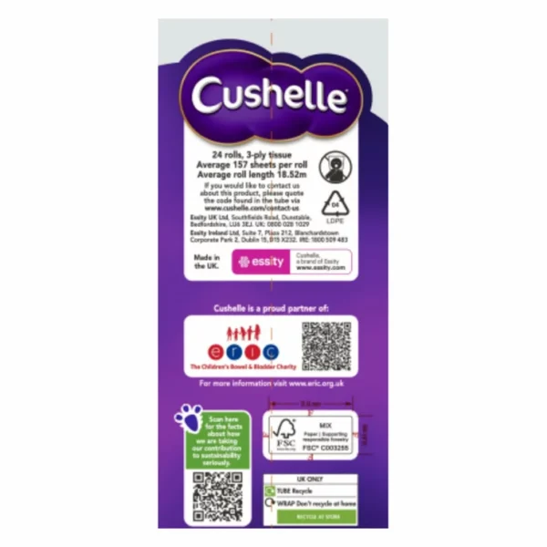 382135716904990 Cushelle Quilted 3-Ply Toilet Tissue, 24 Pack (157 Sheets)