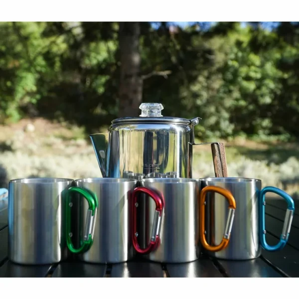 395997063151646 Alpine Mountain Gear Coffee Percolator With 4 Carabiner Mugs