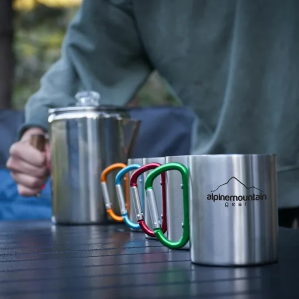395997063774238 Alpine Mountain Gear Coffee Percolator With 4 Carabiner Mugs