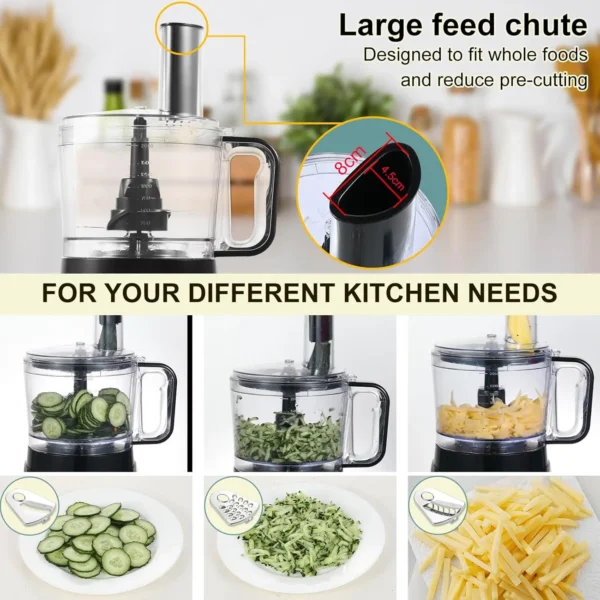 S08ebe0af87c84d63b2687d18dc568f92W.webp TopStrong 6-in-1 for Chopping, Slicing, Shredding and Kneading Dough, 3 Speeds with Pulse, 2L Mixing Bowl 800W Food Processor