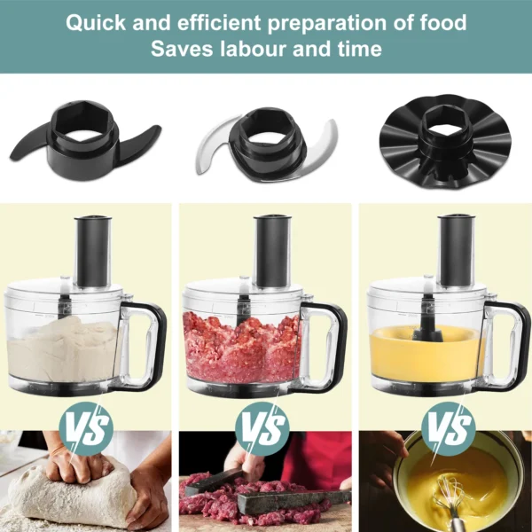 S11e11cb77d9f473ab7c47b04d83169537.webp TopStrong 6-in-1 for Chopping, Slicing, Shredding and Kneading Dough, 3 Speeds with Pulse, 2L Mixing Bowl 800W Food Processor