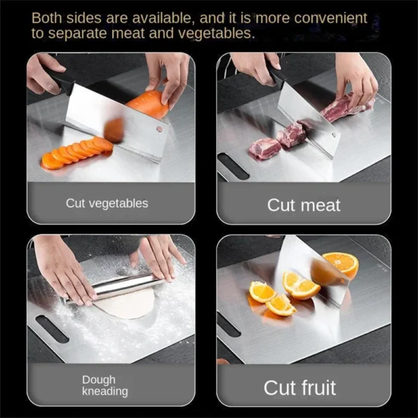 S18837ab850a6457c82af8eafd47ceb689.webp Stainless Steel Panel and Chopping Board Kitchen Household Thickened Double Sided Cutting Board Block Kneading Dough Board