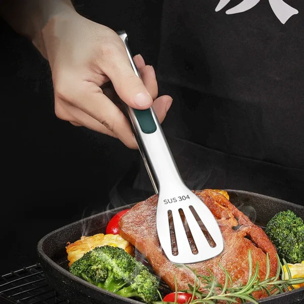 S1d9efb78a7194a02ab74b764895085d2T.webp 1pc Non Slip Stainless Steel Food Tongs Meat Salad Bread Clip Barbecue Grill Buffet Clamp Cooking Tools Kitchen Accessories