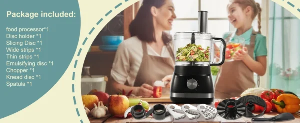 S250a91fe1fcb45d6b49766a5a5827d84K.webp TopStrong 6-in-1 for Chopping, Slicing, Shredding and Kneading Dough, 3 Speeds with Pulse, 2L Mixing Bowl 800W Food Processor