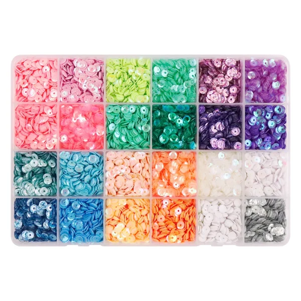 S353f4cee9f664ada97e7623de9bfc7668.webp 24 Colors Bright Sequins Round Flatback Confetti Paillettes