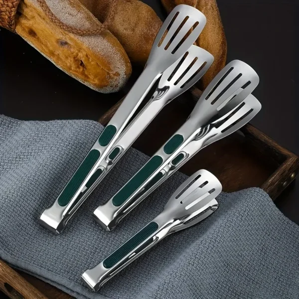 S38d052ee1ec04562b099a8c189fdc1a0H.webp 1pc Non Slip Stainless Steel Food Tongs Meat Salad Bread Clip Barbecue Grill Buffet Clamp Cooking Tools Kitchen Accessories