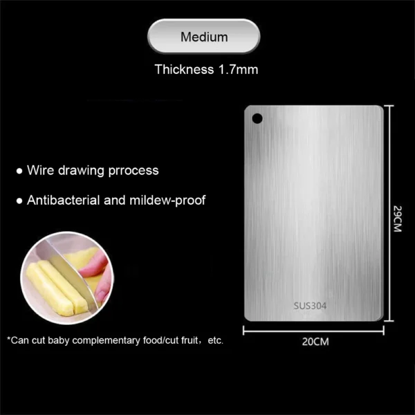 S40eee0ef472e44ecb148beb24381b29e7.webp Stainless Steel Panel and Chopping Board Kitchen Household Thickened Double Sided Cutting Board Block Kneading Dough Board