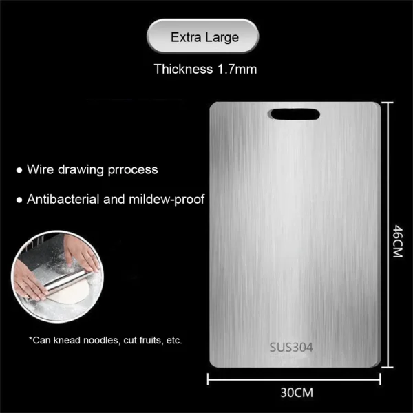 S4351bbe5d6d64a81be562d28e8c941dbf.webp Stainless Steel Panel and Chopping Board Kitchen Household Thickened Double Sided Cutting Board Block Kneading Dough Board
