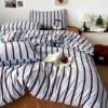 S454abf8ccad4441d9de82a3a42c6c7cbc.webp 3pcs Simple Pink Striped Duvet Cover Set