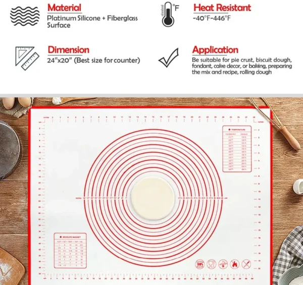 S598b2df47e1442ca9dd207291a39e7c4W.webp UNTIOR 1PCS Silicone Baking Mat Kneading Pad Dough Mat Pizza Cake Dough Maker Kitchen Cooking Grill Non-Stick Gadgets Bakeware