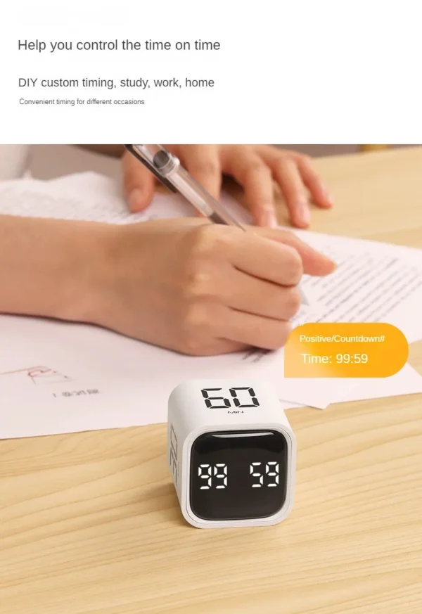 S636ab3085dd5483a8b6fe166c73ce4acg.webp Productivity Cube Timer Gravity Sensor Flipping LED Display 4 Preset Time Dual Modes Countdown Cooking Study Mini Digital Timer