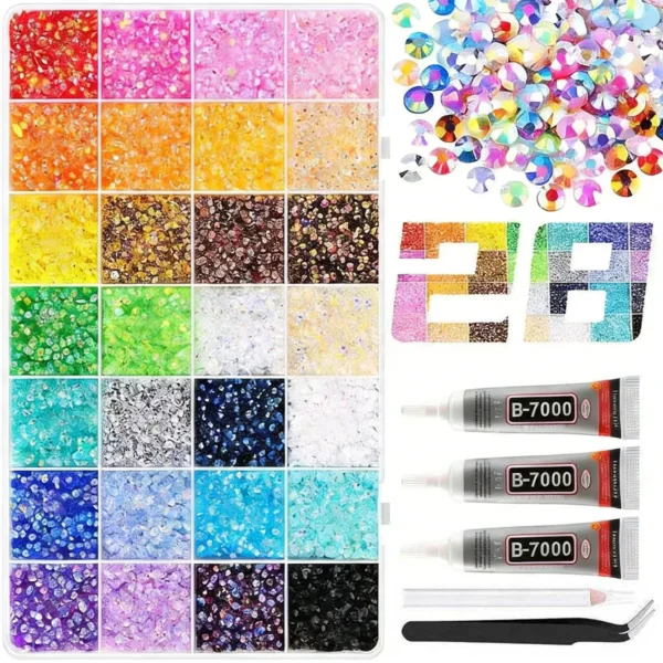 S66e7ee002b154ebb8a5d2a3f2c003f9fV.webp 2026 New Colorful DIY Resin Rhinestone Kit for Bedazzling