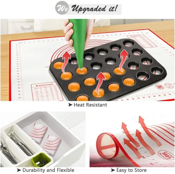 S74a36ed9b49e4d92b3bf185fcf54acc16.webp UNTIOR 1PCS Silicone Baking Mat Kneading Pad Dough Mat Pizza Cake Dough Maker Kitchen Cooking Grill Non-Stick Gadgets Bakeware