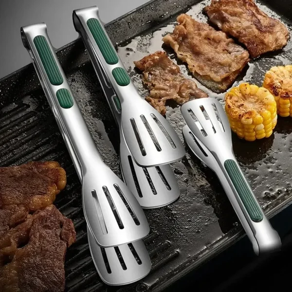 S7780f576341c41c18e46ea02226939fc9.webp 1pc Non Slip Stainless Steel Food Tongs Meat Salad Bread Clip Barbecue Grill Buffet Clamp Cooking Tools Kitchen Accessories