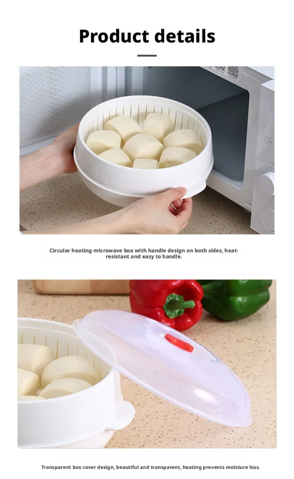 S83ffcacbc2c04def9c4e44a06fd86e98u.webp Microwave Oven Special Box Heated Soup Pot Rice Steamed Hot Steamed Buns Buns With Lid Eco-friendly Food Grade Kitchen Tool