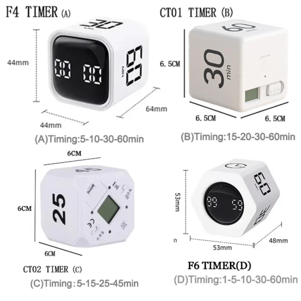 S84bcf05ae947478d86ac4b86899f4352c.webp Productivity Cube Timer Gravity Sensor Flipping LED Display 4 Preset Time Dual Modes Countdown Cooking Study Mini Digital Timer