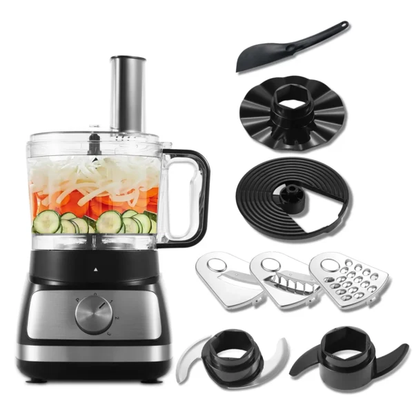 S8dc665f695d743d990f9385f591636f5U.webp TopStrong 6-in-1 for Chopping, Slicing, Shredding and Kneading Dough, 3 Speeds with Pulse, 2L Mixing Bowl 800W Food Processor
