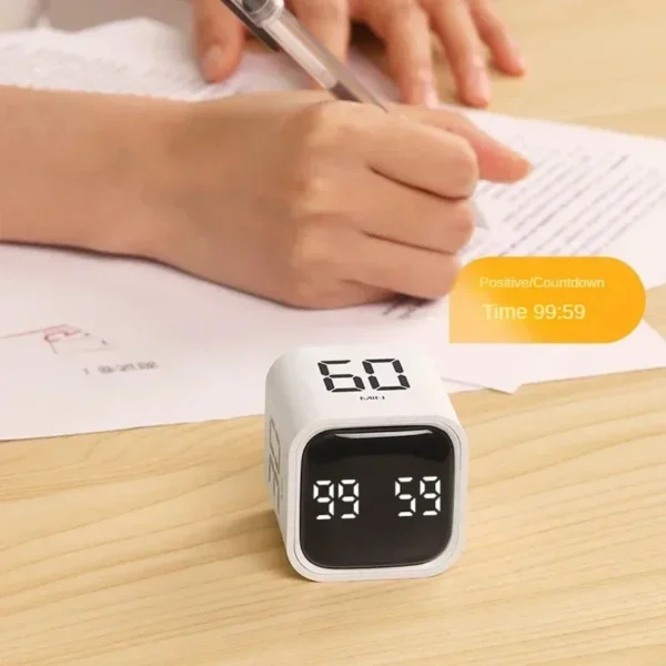Sa62067701d1741eb896d2aa5da03fa45d.webp Productivity Cube Timer Gravity Sensor Flipping LED Display 4 Preset Time Dual Modes Countdown Cooking Study Mini Digital Timer