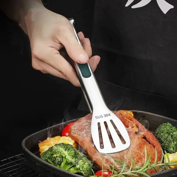 Sba31acc3f018496b994d6a7178c6e416B.webp 1pc Non Slip Stainless Steel Food Tongs Meat Salad Bread Clip Barbecue Grill Buffet Clamp Cooking Tools Kitchen Accessories