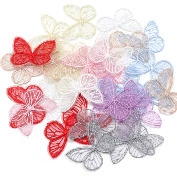Scea22ae04e4b4d83992c9776a01efa38e.webp 20Pcs/Lot 3.5*4.5cm Embroidery Fabric Butterfly Flowers