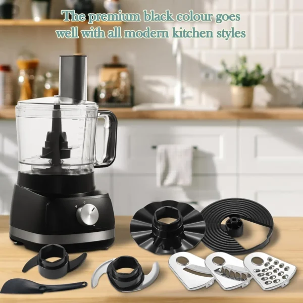 Sf337e74af9b343a89f6cd191ba2df6668.webp TopStrong 6-in-1 for Chopping, Slicing, Shredding and Kneading Dough, 3 Speeds with Pulse, 2L Mixing Bowl 800W Food Processor