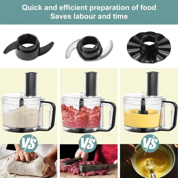 Sfa35c3e3c5534d61b570083570eda890t.webp TopStrong 6-in-1 for Chopping, Slicing, Shredding and Kneading Dough, 3 Speeds with Pulse, 2L Mixing Bowl 800W Food Processor